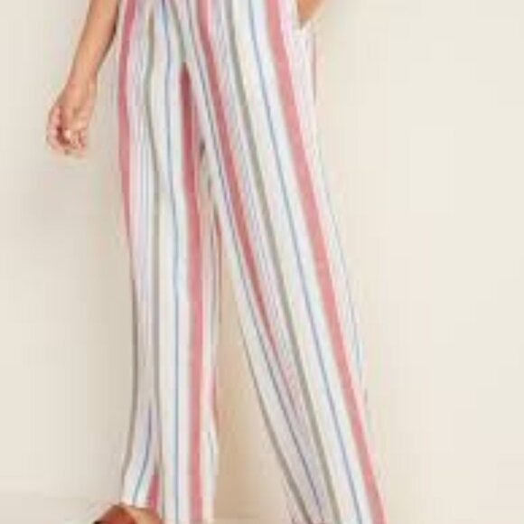 OLD NAVY Striped Linen Blend Drawstring Pull-On Pants | SZ M - Picture 9 of 9